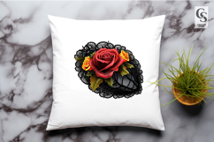 Gothic Lace Rose Heart Illustration Clipart Sublimation PNG Product Image 3