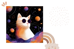 Cartoon Cat Pillow Case, Space Pillow Sublimation Product Image 2