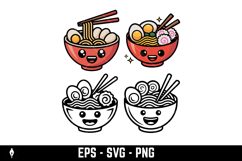 Vector icon of a cute happy ramen bowl character Product Image 2