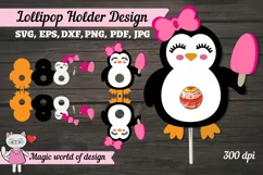 Penguin lollipop holder svg, 3d penguin papercut template Product Image 2