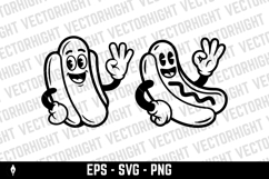 A black and white cartoon mascot of a hot dog Product Image 2