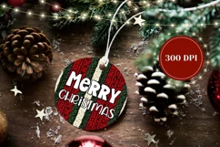 Merry Christmas Ornament, Knitted Winter Ornament Template Product Image 2