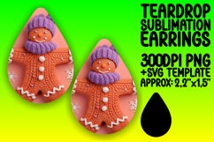 Holiday 3D Gingerbread Teardrop Earrings Design Sublimation Product Image 1