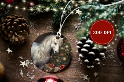 Christmas Round Ornament, Christmas Horse Ornament PNG Product Image 2