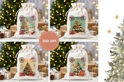 Retro Christmas Tree Santa Sack, Christmas Gift Bag Designs Product Image 2
