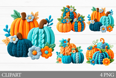 Crochet Pumpkin Clipart. Crochet Pumpkin Sublimation Product Image 1