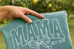 Mama EST 2026 SVG PNG, Retro Varsity Bow Svg, New Mom Design Product Image 3