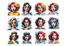 Retro Comic Style Pop Art Girls Png Bundle, Product Image 2