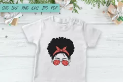 Christmas Messy Bun SVG | Mom Life SVG | Afro Women SVG Product Image 3
