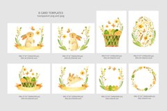 Easter bunny clipart &amp; card templates. Eggs, Wreath, Rabbits Product Image 2