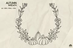 Autumn Pumpkin wreath SVG PNG EPS Product Image 2