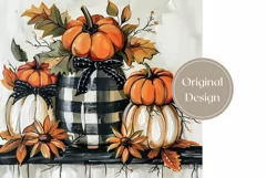Watercolor Pumpkins Tumbler Design, Fall Tumbler Sublimation Product Image 2