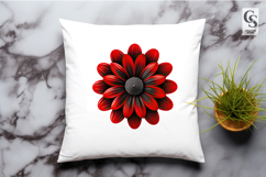 Red Black Floral Flower Illustration Clipart Sublimation PNG Product Image 3