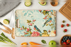 Vintage Floral Birds Junk Journal Cutting Boards sublimation Product Image 2