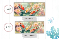 Koi Fish Mug Wrap, Floral Mug Design, Nature Mug PNG Product Image 2