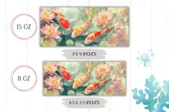 Koi Fish Mug Wrap, Floral Mug Design, Nature Mug PNG Product Image 2