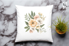 Watercolor Neutral Peach Floral Bouquet Clipart PNG Product Image 3