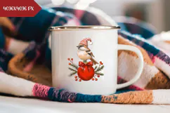Cartoon Christmas Bird Illustration, Christmas Balls PNG Product Image 2