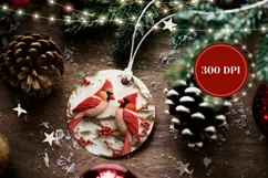 Christmas Round 3D Ornament, 3D Cardinals Ornament Design Product Image 2