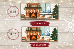 Cartoon Christmas Fireplace Mug, Christmas Tree Mug Wrap Product Image 2