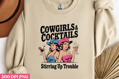 COWGIRLS &amp; COCKTAILS Stirring PNG, Pinup Cowgirl Sublima Product Image 3