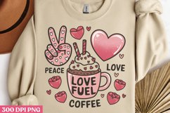 Peace love coffee PNG, Coffee Valentines day Sublimation Product Image 1
