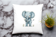 Cute Watercolor Baby Elephant Clipart Sublimation PNG Product Image 3