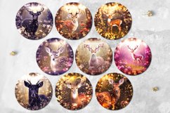 Fantasy Deer | 9 Round earring Sublimation designs, PNG Product Image 2