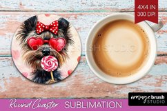 Cairn Terrier Valentine Round Coaster Valentines Day Coaster Product Image 1