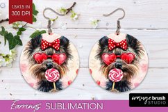 Cairn Terrier Valentine Round Earrings Valentines Day PNG Product Image 1