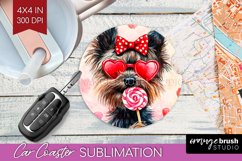 Cairn Terrier Valentine Car Coaster Valentines Day Coaster Product Image 1