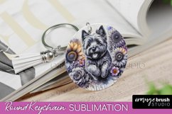 Cairn Terrier Keychain Dog Sublimation Floral PNG Product Image 1