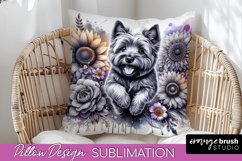 Cairn Terrier Pillow Cover Dog Sublimation Floral PNG Product Image 1