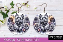 Cairn Terrier Earrings Dog Sublimation Floral PNG Product Image 1
