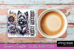 Dog Square Coaster - Dog Mom Floral Coaster Sublimation Product Image 1