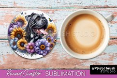 Cane Corso Round Coaster Dog Sublimation Floral PNG Product Image 1
