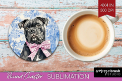 Cane Corso Dog Round Coaster Blue Toile Coaster PNG Product Image 1