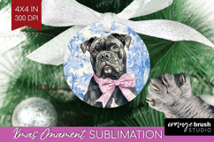 Cane Corso Dog Ornament PNG Blue Toile PNG Sublimation Product Image 1