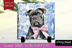 Cane Corso Dog Slate PNG Blue Toile Square Slate Sublimation Product Image 1