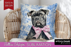 Cane Corso Dog Pillow Sublimation Blue Toile Pillow Cover Product Image 1