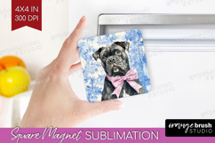 Cane Corso Dog Magnet Sublimation Blue Toile Square Magnet Product Image 1