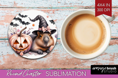 Capybara Halloween Round Coaster Coquette Coaster PNG Product Image 1