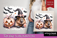 Capybara Halloween Tote Bag Coquette Tote Bag PNG Product Image 1