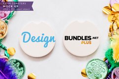 2 Car Coasters | Mardi Gras Sublimation Mock up Product Image 1