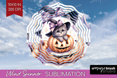 Cat Halloween Wind Spinner Sublimation PNG Coquette Round Product Image 1