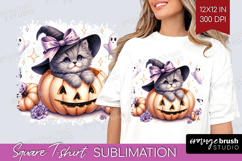 Cat Halloween Square Tshirt Background Coquette PNG Product Image 1