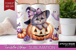Cat Halloween Tumbler Wrap Coquette Tumbler PNG Sublimation Product Image 1