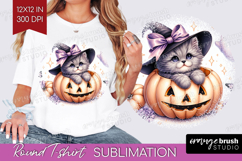 Cat Halloween Round Tshirt Background Coquette PNG Product Image 1