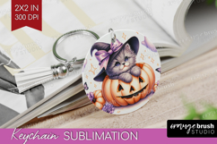 Cat Halloween Keychain PNG Coquette Keychain Sublimation Product Image 1