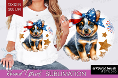 Cattle Dog Round Tshirt Background Patriotic Dog PNG Product Image 1